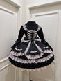 Black pink jsk+Bow on the back / S