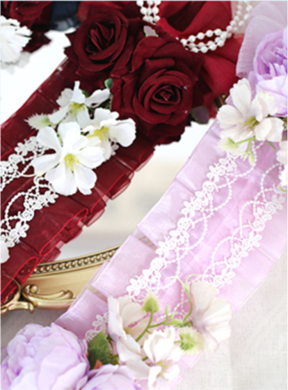 Xiaogui - Elegant Lolita Floral Lace Handmade - Headband Headwear