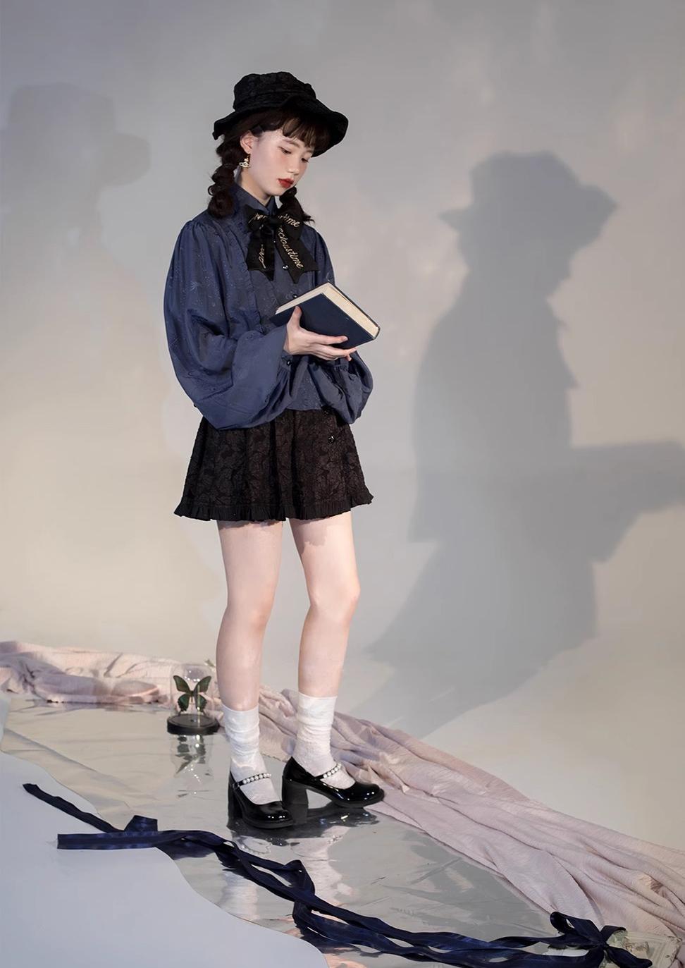 ZJstory - Starry for You - Vintage Lolita shirt with pointed collar and lantern sleeves - product detail 7