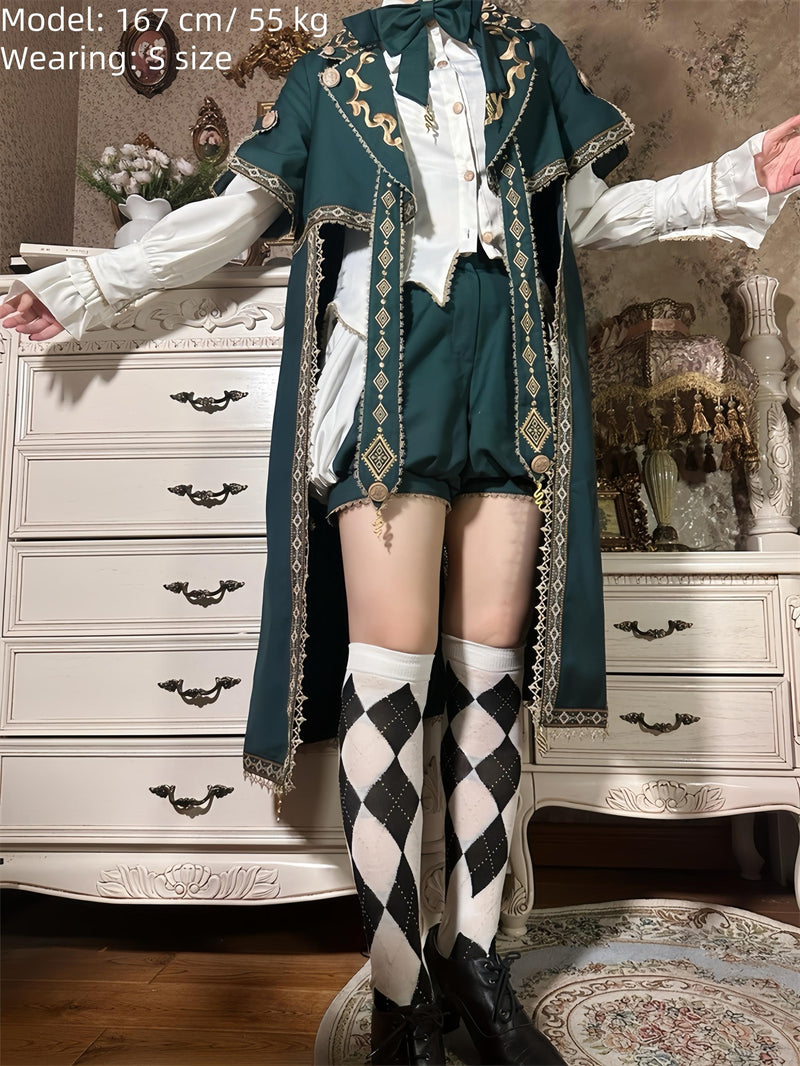 Letters from Unknown Star - Divine Envoy - Ouji Lolita Shorts Suit Military Lolita Coat and Shirt