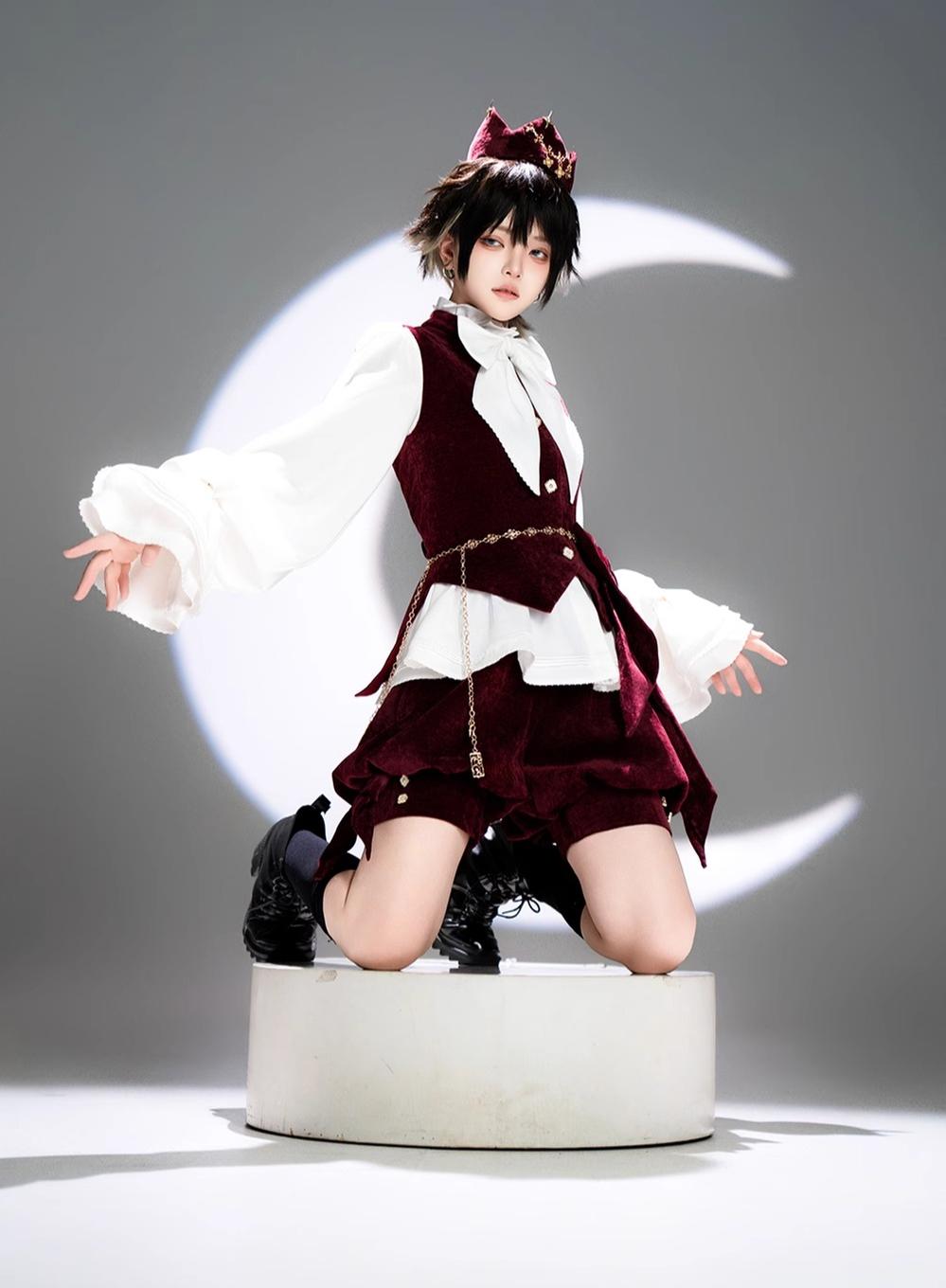 Princess Chronicles - Hare Hunter - Ouji Lolita Retro Red Crown With Cross Star