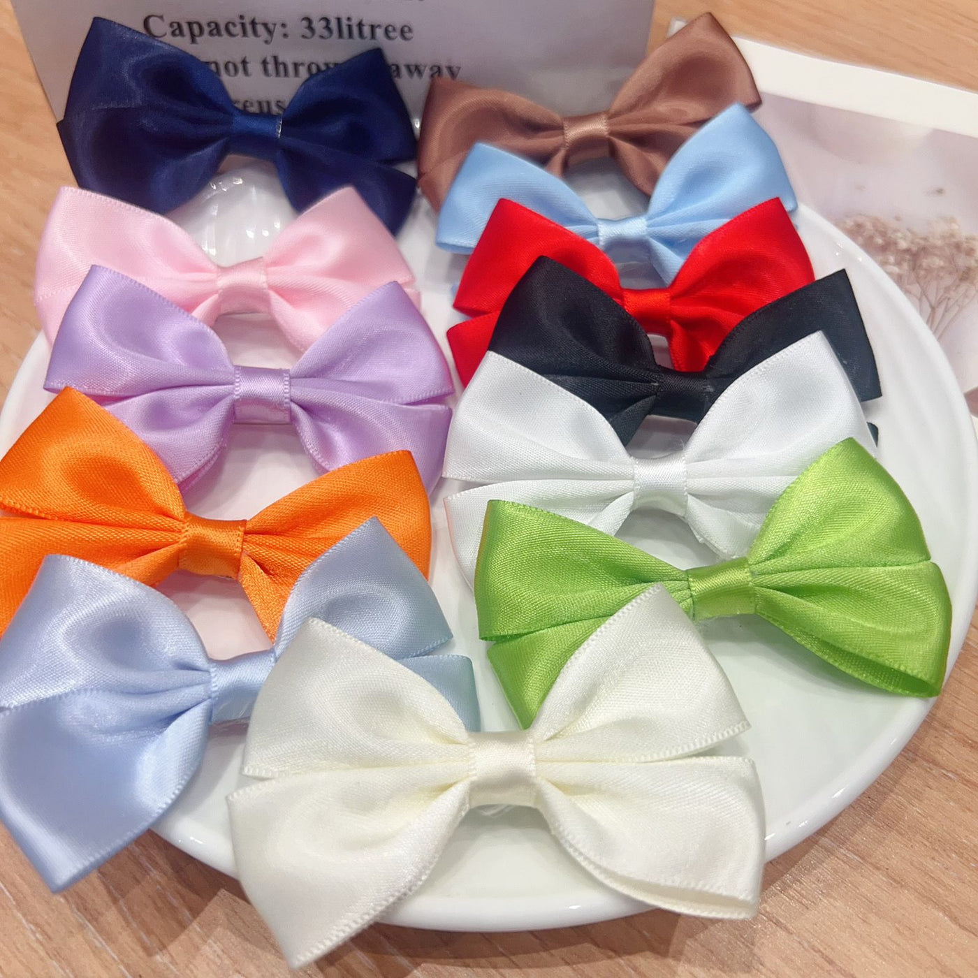 Handmade - Glossy Satin Ribbon - Bow Brooch Pair - detail view 24