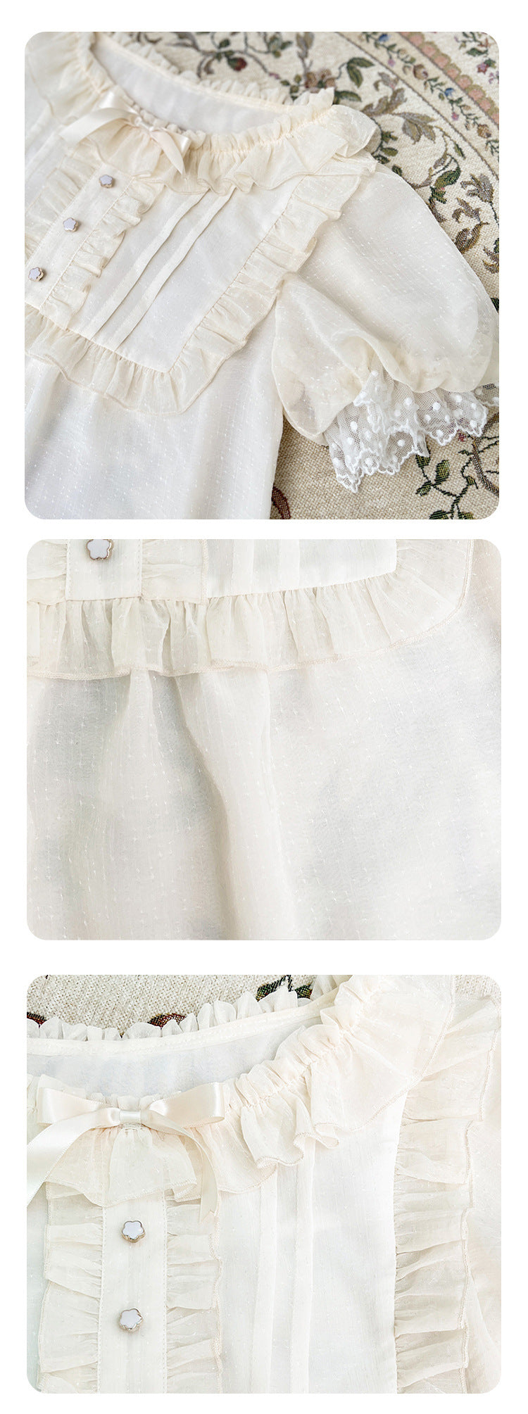 Zhijinyuan- June Snow- Summer Short-Sleeve Blouse | Retro Elegant Versatile Inner Top - Lolita Fetch