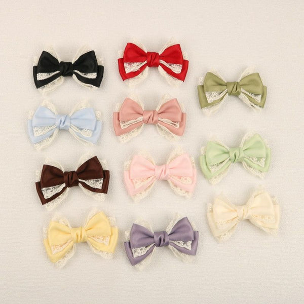 Handmade - Forest Lace Bow - Hair Clip or Brooch
