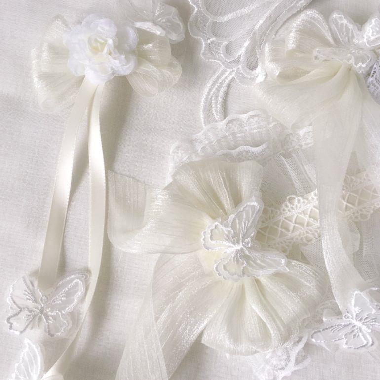 Large white butterfly hair accessory by LolitaFetch featuring detailed lace and elegant design for vintage-inspired hairstyles.