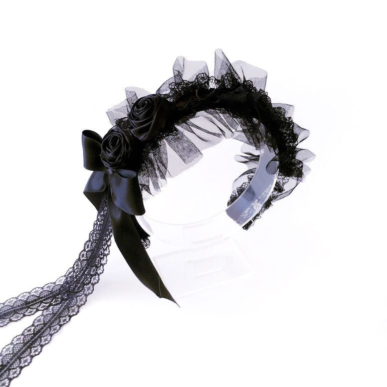 Qili Nightfall Handmade Elegant Retro Black Flower Headband - Lolita Black Hair Accessory