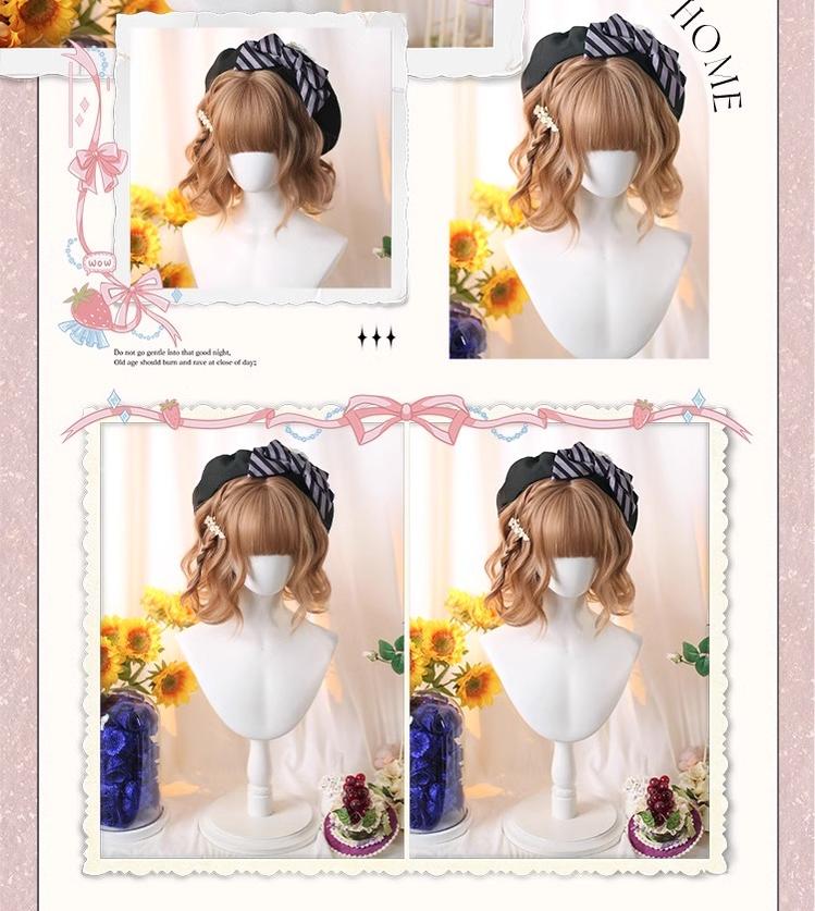 Dalao Home - Kawaii Short Curly Lolita Wig with - Bangs Wig