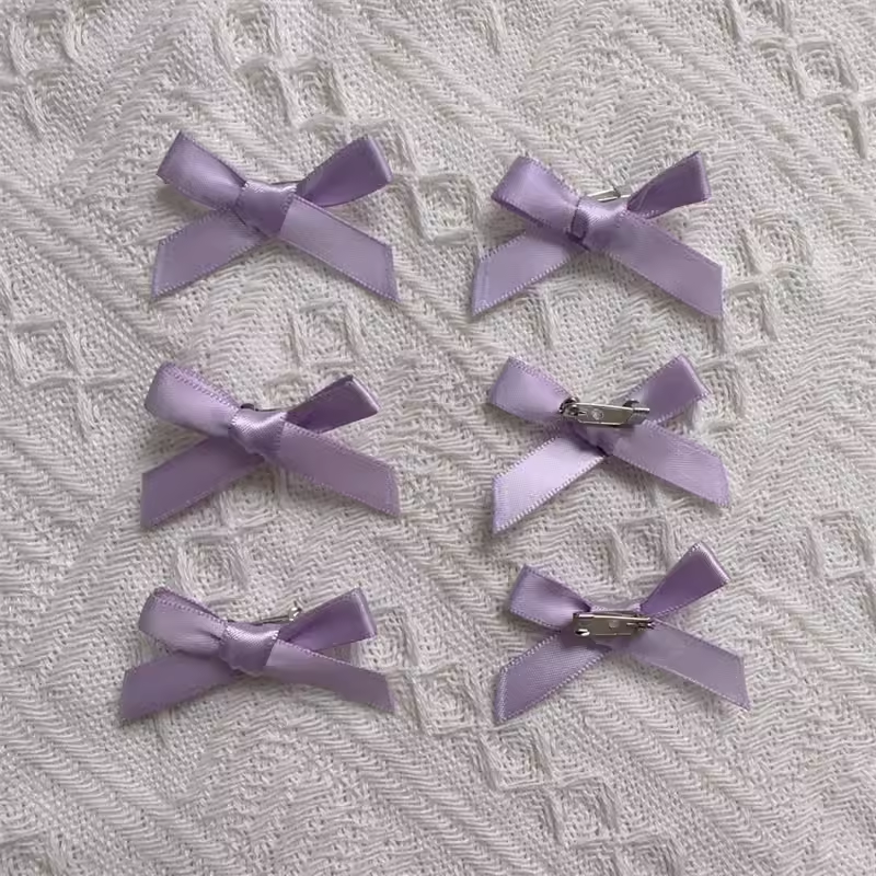 Handmade - Mini 3.5 cm Ribbon Bow - Brooch Set - detail view 14