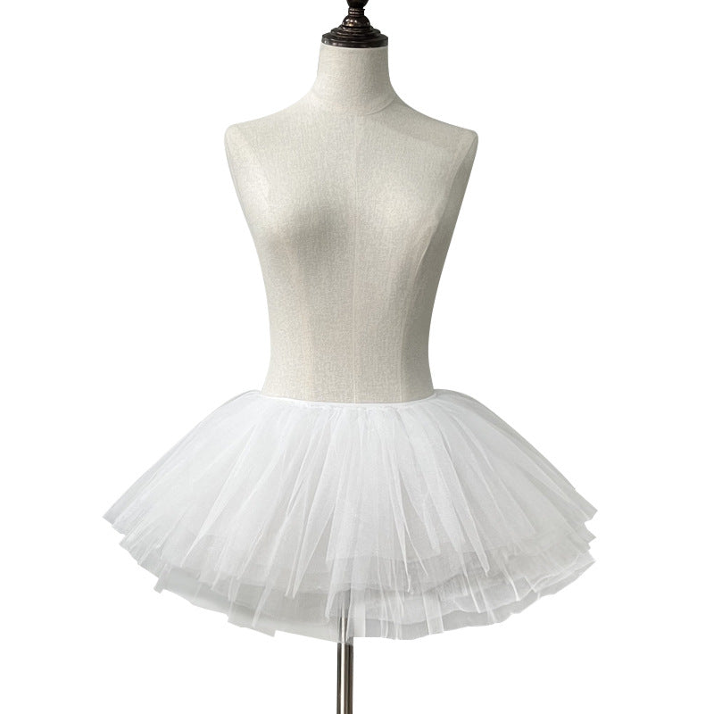 Short Lolita Petticoat – 6-Layer Irregular Soft Tulle Underskirt (Elastic Waist, 28cm)