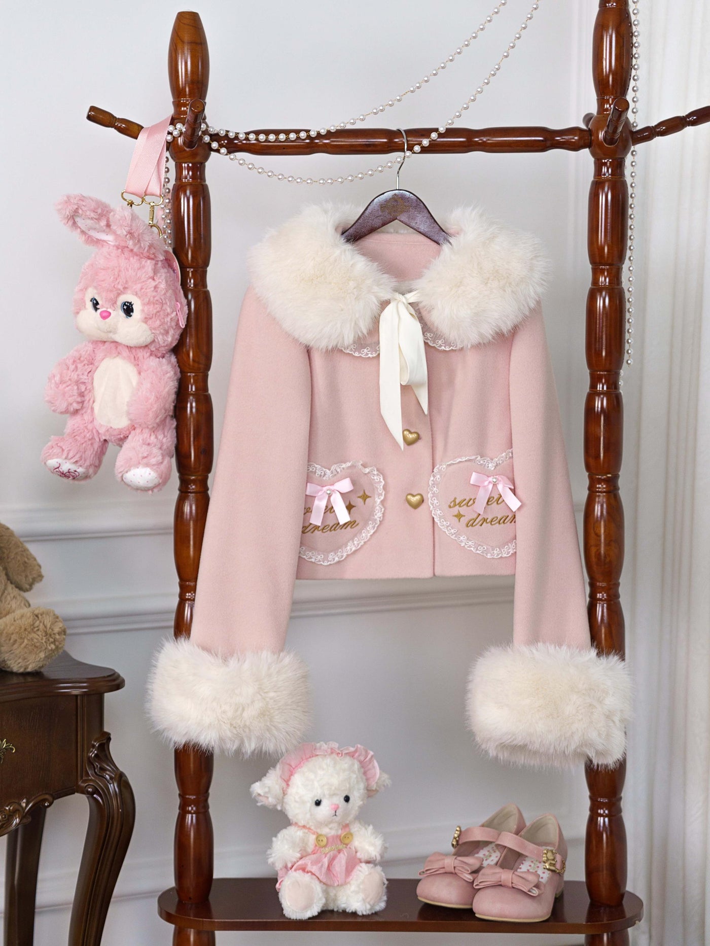 Dream Magic Box - Milk Puff - Sweet Lolita coat with a lace-trimmed Peter Pan collar - product detail 5