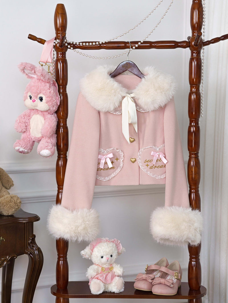 Dream Magic Box - Milk Puff - Sweet Lolita coat with a lace-trimmed Peter Pan collar - product detail 5