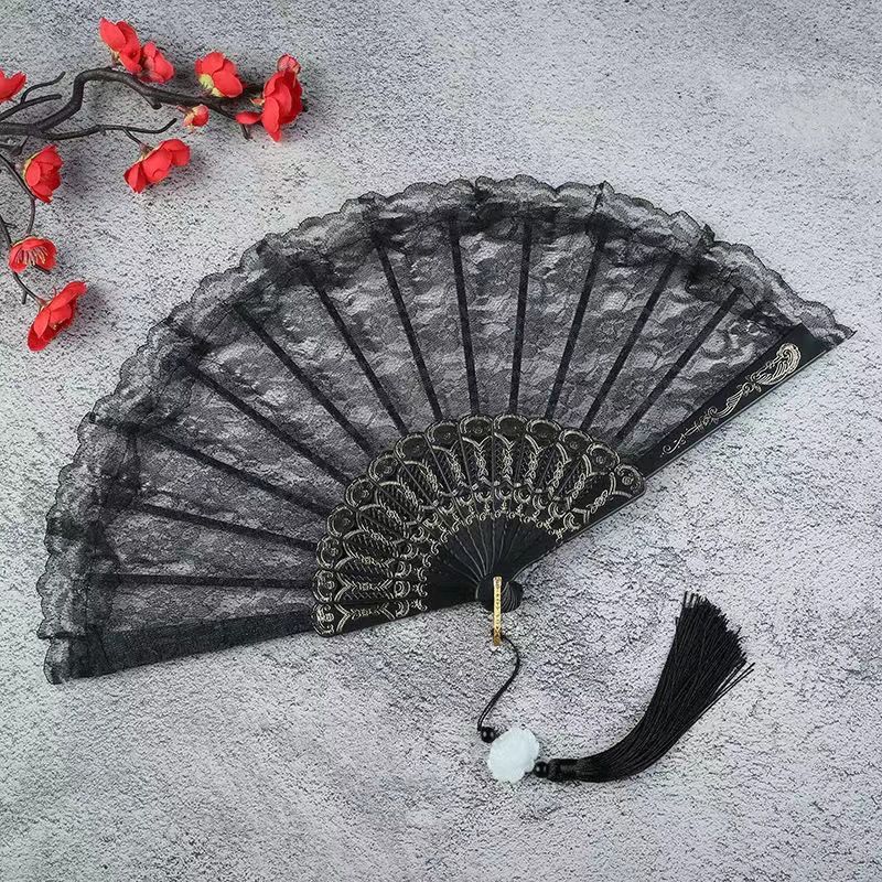 1st Anniversary - Rose Nocturne - Gothic Lace Folding Fan - product image 18
