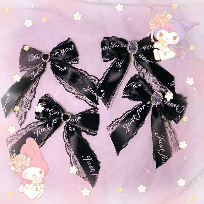 Independent Brand - Black Lace Bow Hair Accessory - Heart