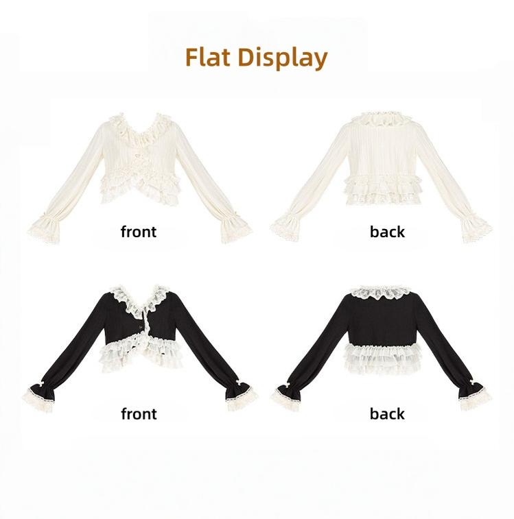 With PUJI - Bloom Period - Elegant Lolita Bolero, Layered Lace Ruffles