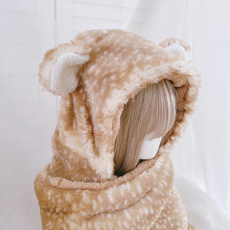 Xiaogui - Winter Kawaii Lolita Hat Antler - Plush 3-in-1 Set Headwear
