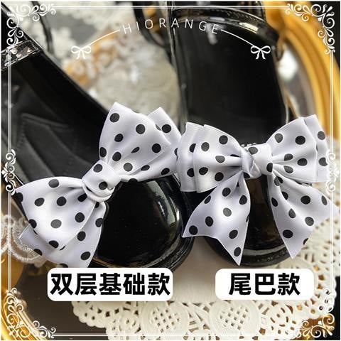 Girly Cute Multi-color Polka Dot Lolita Shoe Clips Versatile Bowknot Shoe Buckles Basic Shoe Flowers Pair of Shoe Accessories