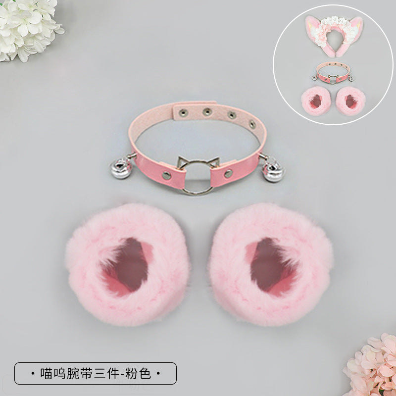 Plush Lolita Headband Lace Bow Hair Accessory Realistic Animal Ears Maid Corgi Hair Ornament Japanese KC Headband