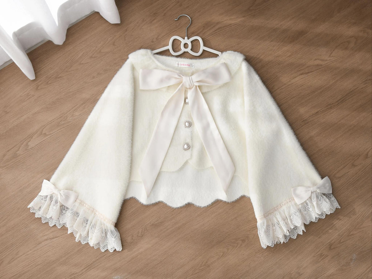 MIST - Sweet Lolita Winter - Sweater cardigan with Peter Pan collar and bow pin