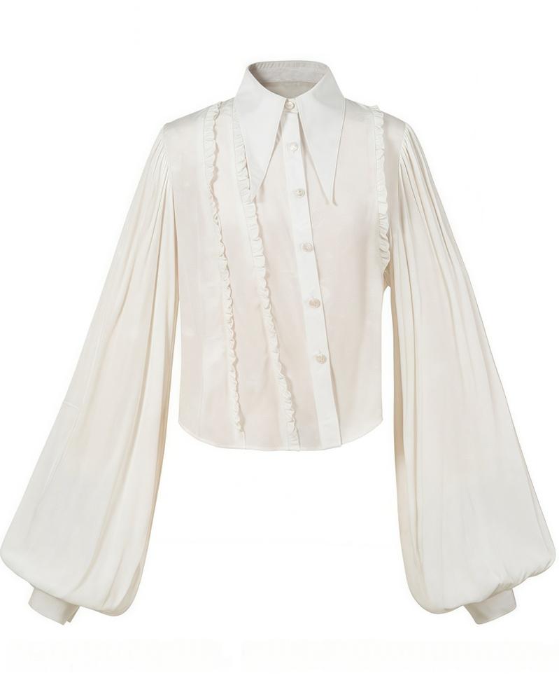ZJstory - Starry for You - Vintage Lolita shirt with pointed collar and lantern sleeves - product detail 3
