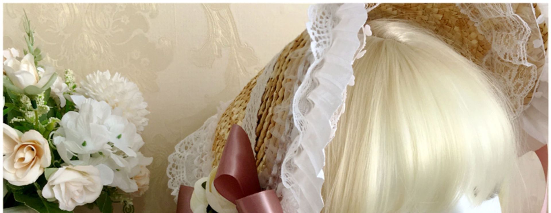 Fanmao Lolita French Flat Bonnet - Multi-color Pastoral Style Women's Summer Straw Hat