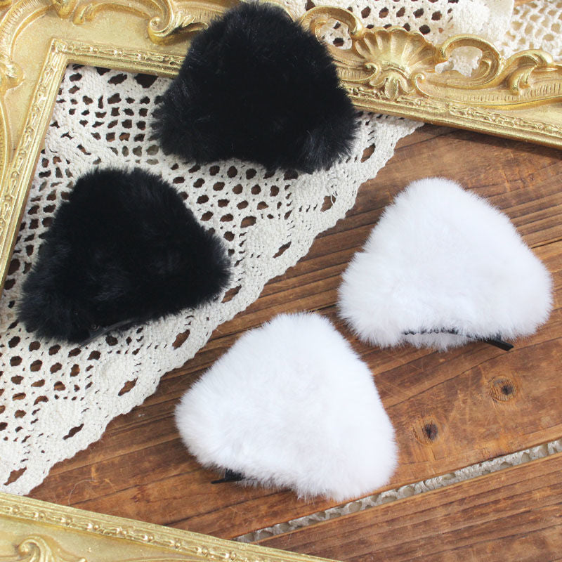Fluffy Lolita Daily Hair Accessories Cat Ear Headwear Cute Plush Sweet Hair Clips for Women Lolita Side Clips