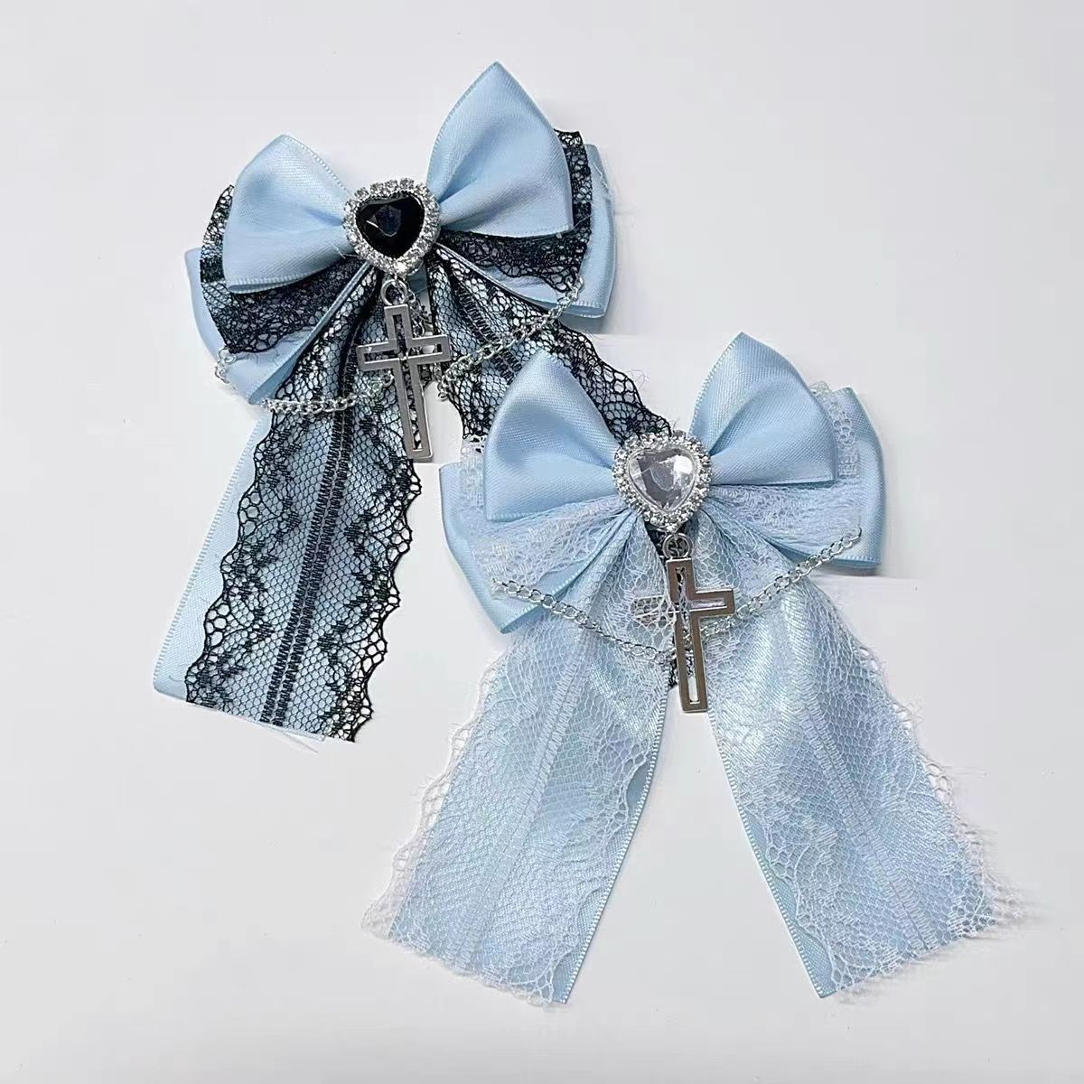 Handmade - Crystal Lace Bow - Hair Clip and Brooch - detail view 4
