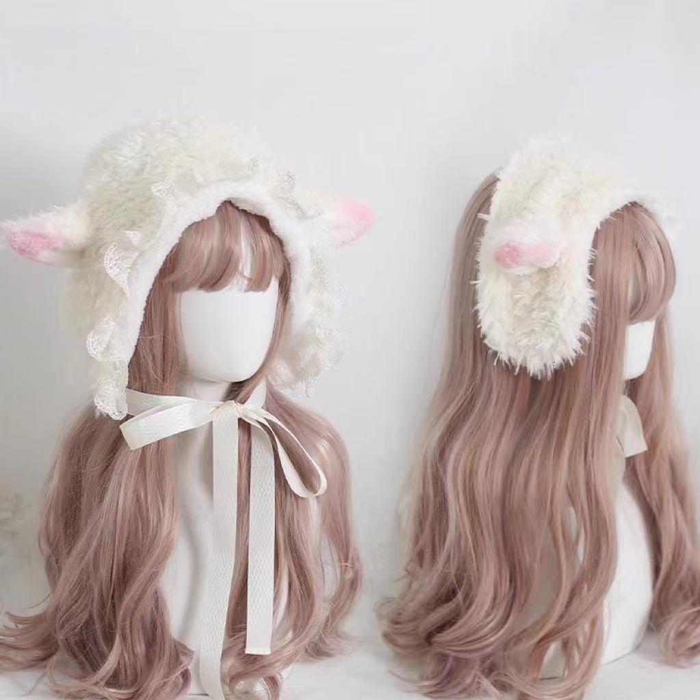 Xiaogui - Kawaii Lolita Earflap Hat Winter - Lolita Earflap Hat Sheep Ear Headwear
