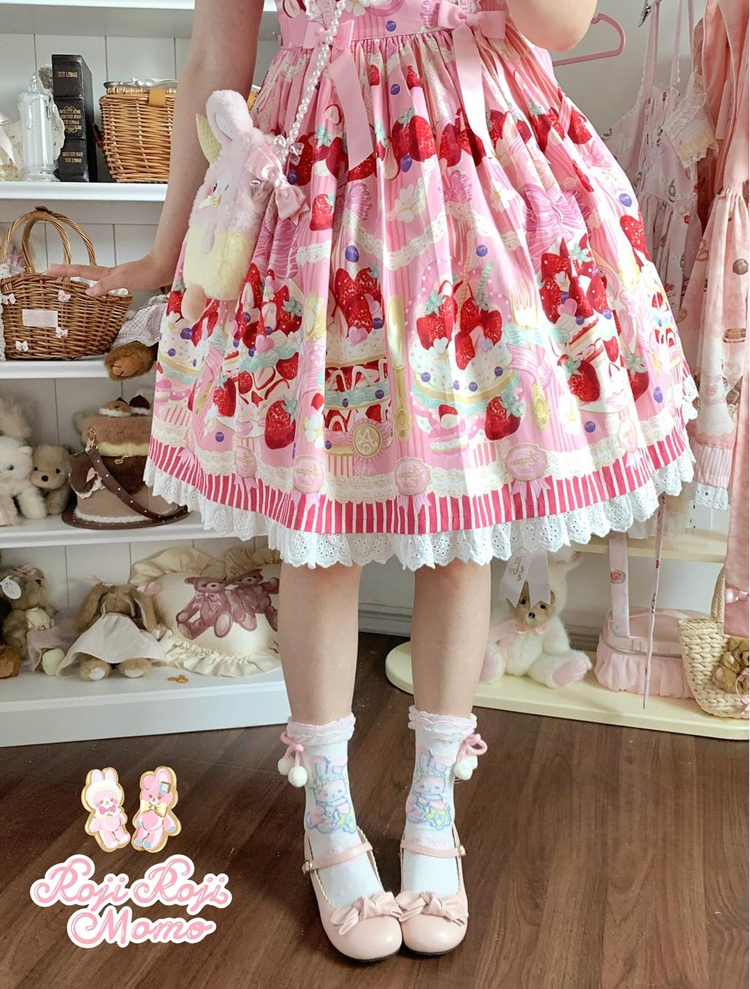 Roji Roji - Kawaii Lolita Mid-Calf Socks - Rabbit Print Socks