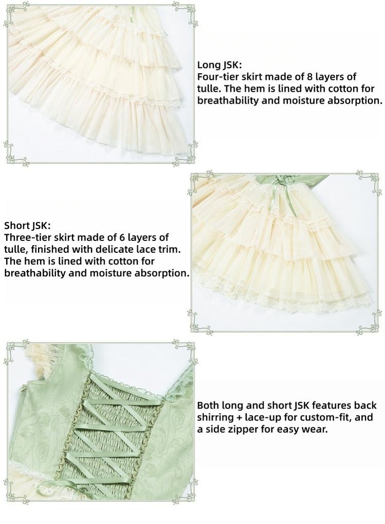 With PUJI - Lily of the Valley Whisper - Embroidered Classic Lolita Corset JSK Dress