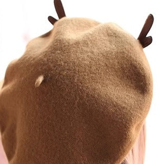 Xiaogui - Kawaii Lolita Deer Horn Beret - Christmas Multicolors Headwear