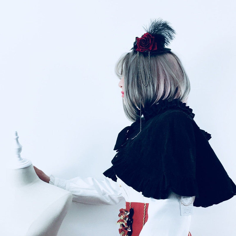 Rose Flower Rabbit Vintage Gothic Small Hat Dark Lolita Small Hat Hair Clip Vintage Photo Accessories
