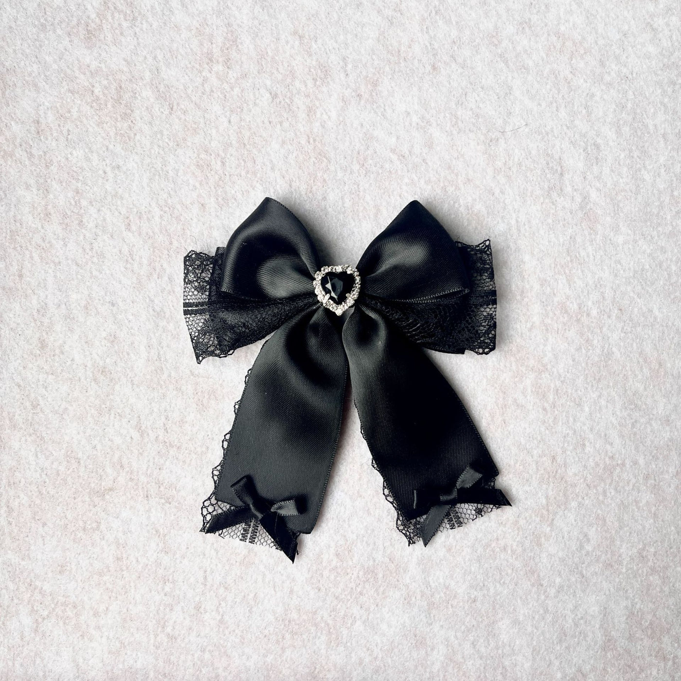 Handmade - Lace Tasseled Bow - Hair Clip or Brooch - detail view 14