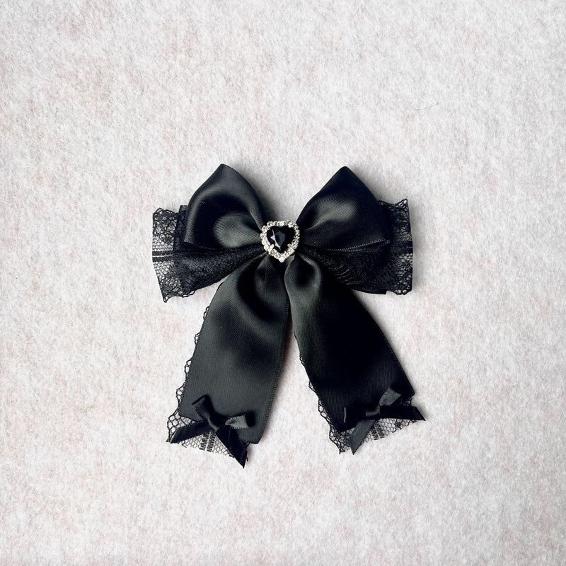 Handmade - Lace Tasseled Bow - Hair Clip or Brooch - detail view 14