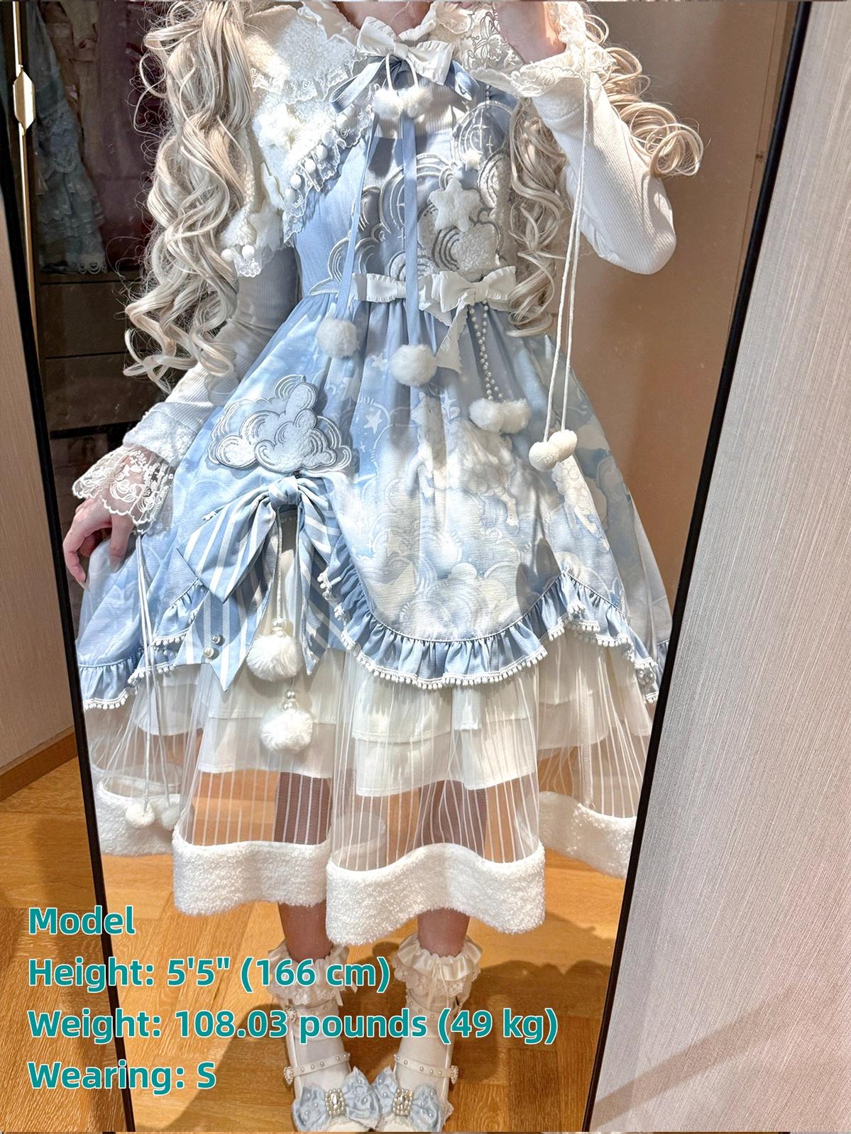 Letters from Unknown Star - Cloudscape Dream - Sweet Lolita JSK Suit, Fleece Cape