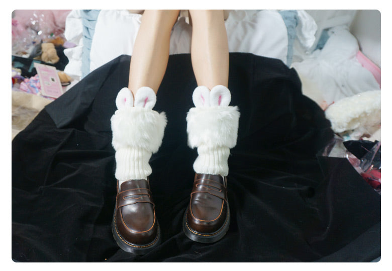Original Cute Rabbit Ear Fluffy Socks Soft Girl Lolita Japanese JK Style Pom-Pom Bow Leg Warmers Elephant Socks