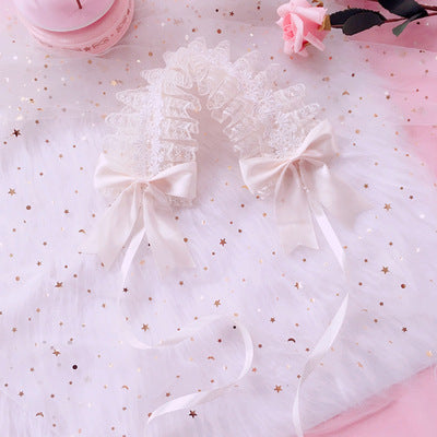 Soft Girl Sweet Lolita Headband White Lace Hair Accessory Versatile Kc Hair Ornament Dark Gothic