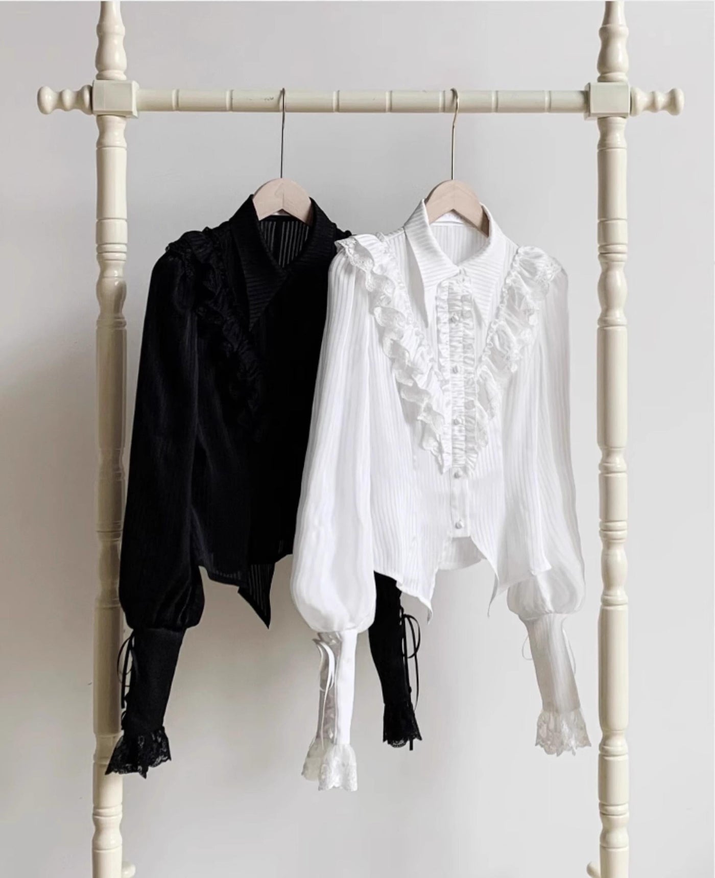 With PUJI - Charlotte - Elegant Lolita Blouse Summer Shirt with Lantern Sleeves