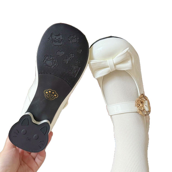 Hugging Cat Lolita Shoes - Kitty Toast Low Heel Round Toe Flats