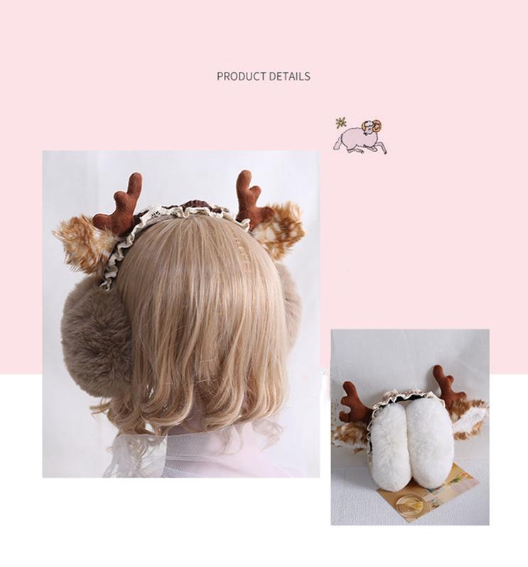Xiaogui - Christmas Foldable Antlers Earmuffs - Lolita KC Headwear