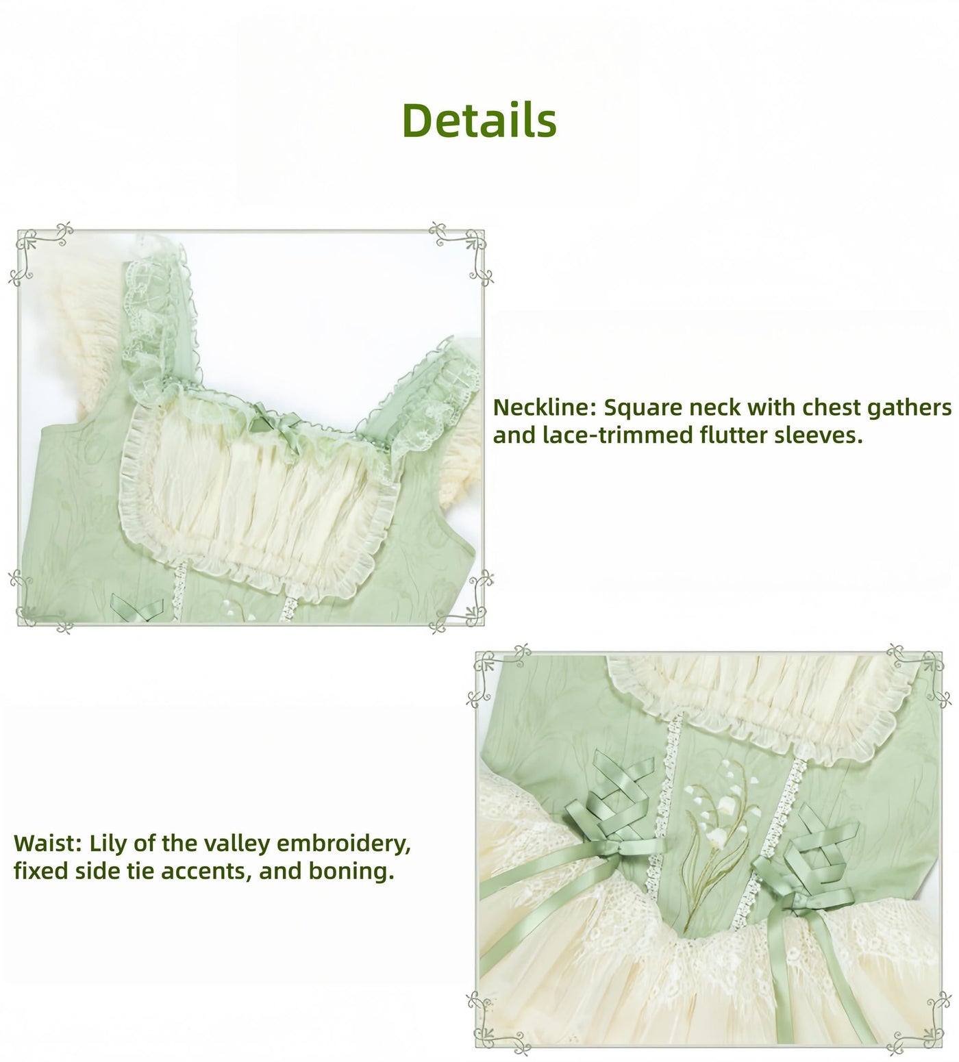 With PUJI - Lily of the Valley Whisper - Embroidered Classic Lolita Corset JSK Dress
