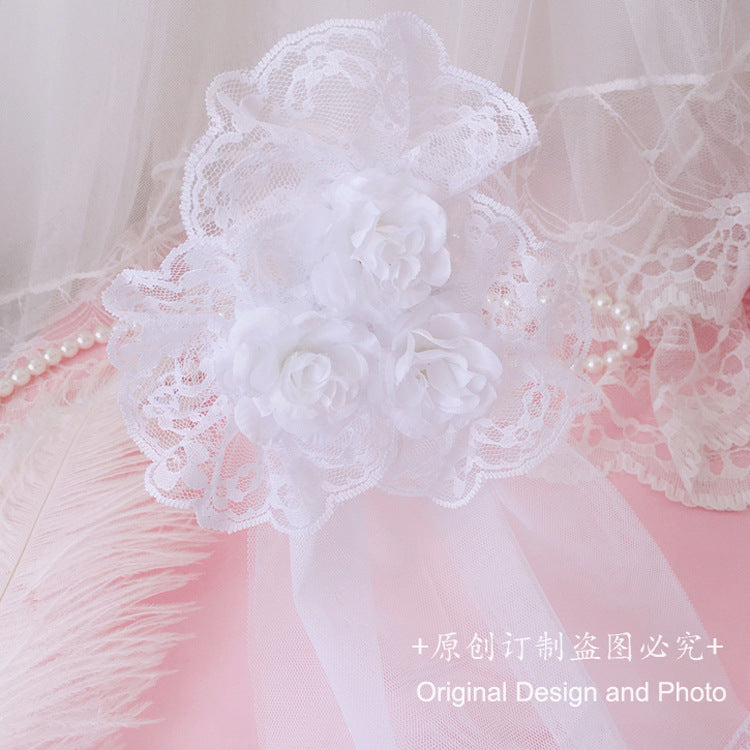 Japanese Lolita Hair Accessories Rose Hair Clip Lace Veil Side Clip Soft Girl Cute Lolita Bridal Veil