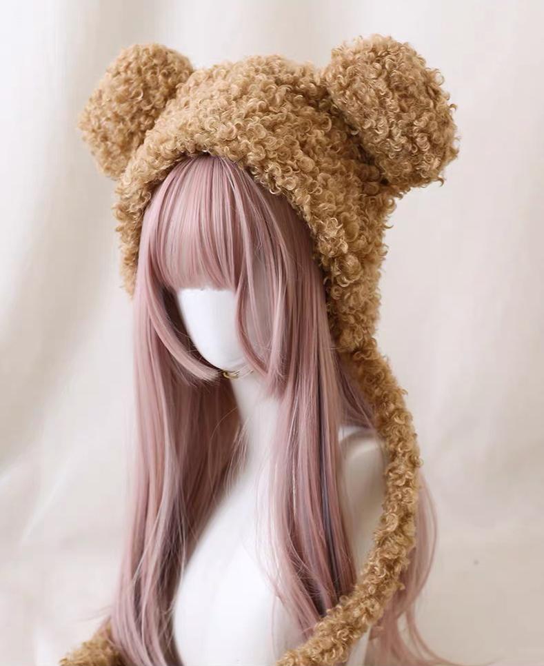 Xiaogui - Cute Lolita Teddy Bear Ears Hat - Kawaii Winter Hat Headwear
