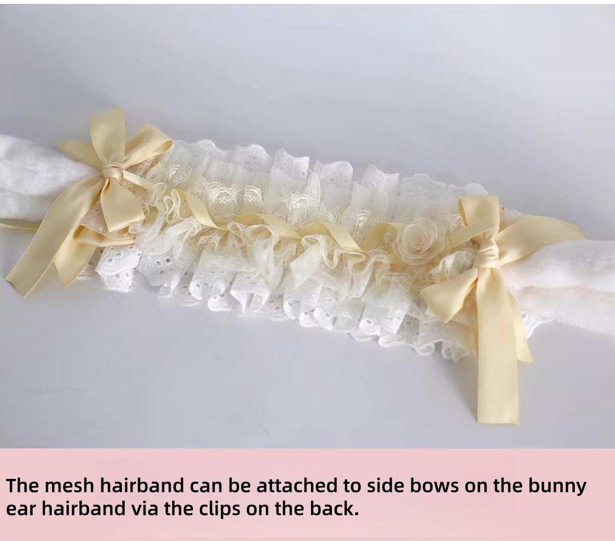 Xiaogui - Lace Lolita Hairband - 2-in1 Bunny Ear Hairband Headwear