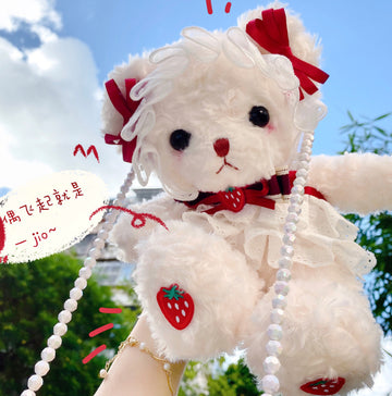 Christmas Original Bear Bag Lolita Handmade Bag JK Bag Plush Bag Cute Soft Girl Shoulder Crossbody Bag Can Hold Phone