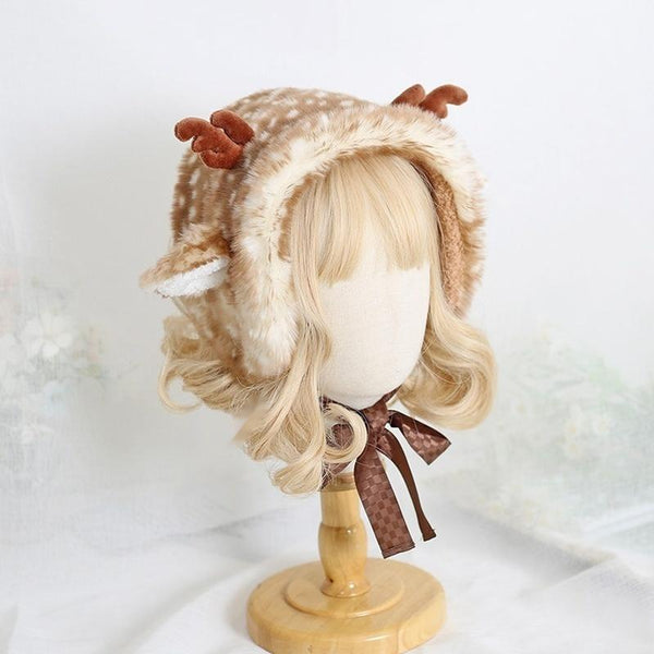 Xiaogui - Deer Spot - Kawaii Lolita Warmer Hat Japanese Sweet Deer Earmuff Hat