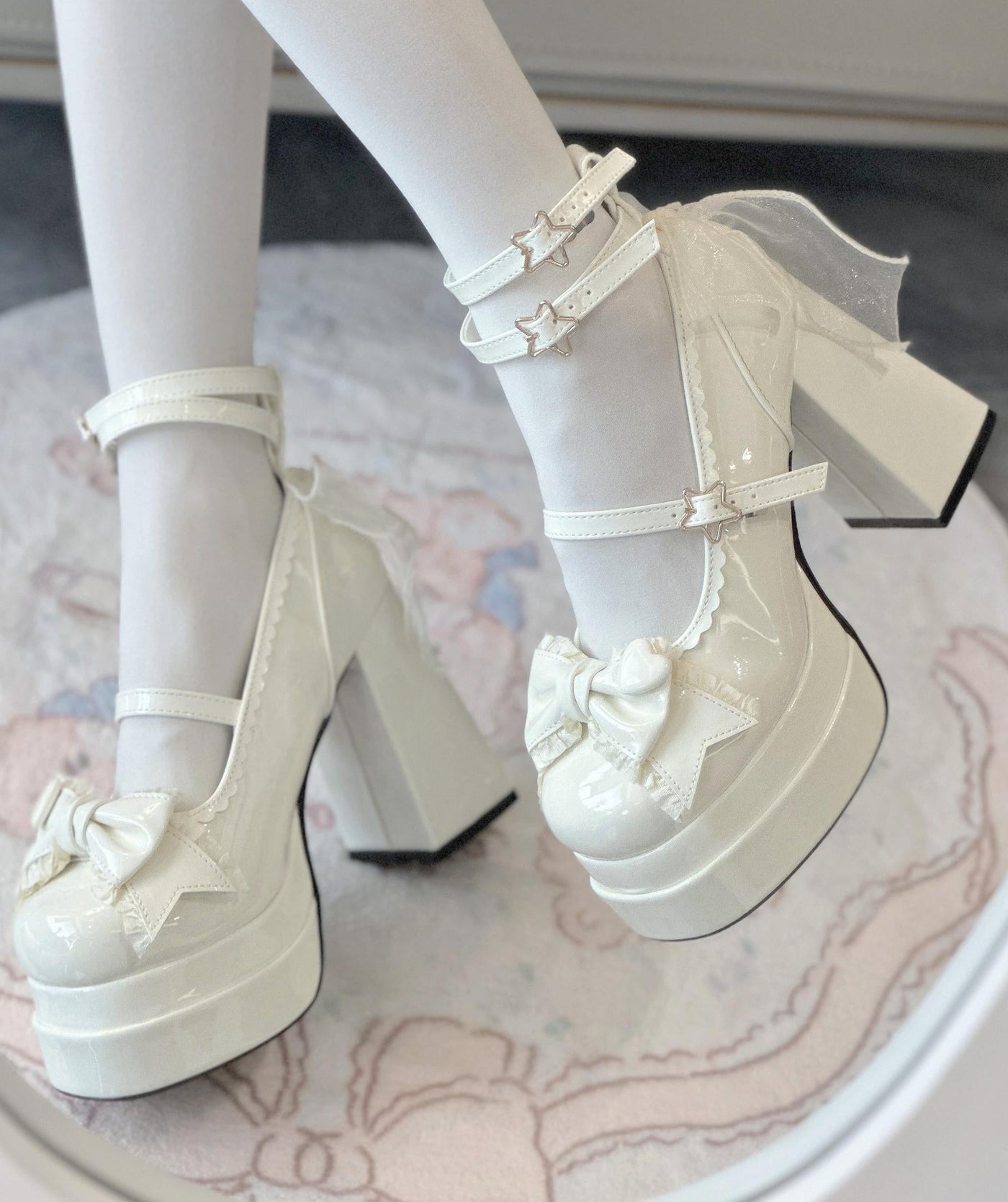 Aiyoki - Puff Party - Chunky Heel Shoes with Bow and Adjustable Straps - product detail 2