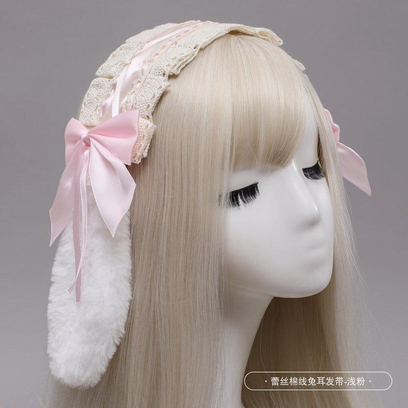 Handmade Classical Bow Lace Bunny Ears - Lolita Hair Clips/Bands Wedding Accessories - Lolita Fetch