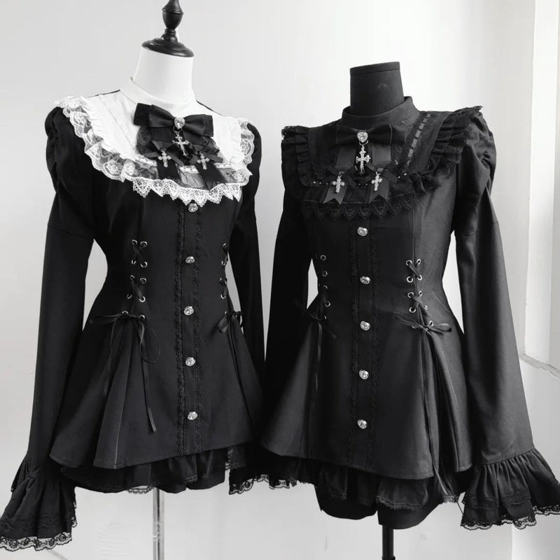 1st Anniversary - Midnight Bow - Gothic Lace Mini OP Dress - product image 4
