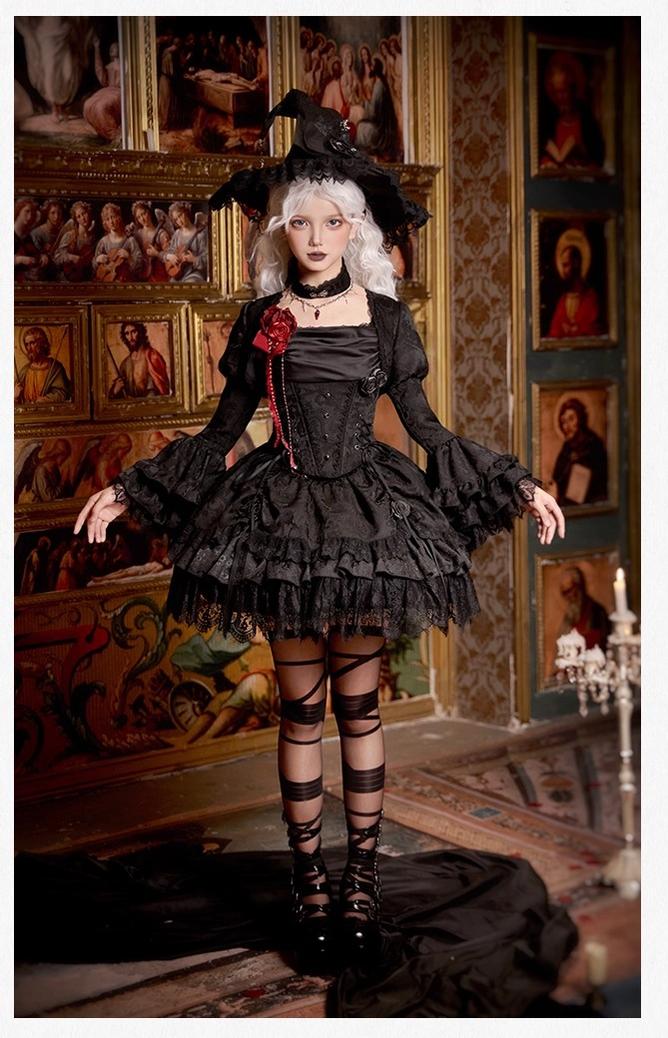 With PUJI - Twilight - Black Gothic Lolita Skirt Set, Witch-Inspired