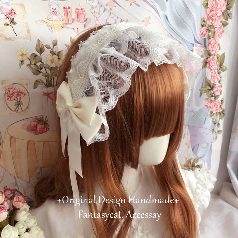 Japanese Retro Handmade Lolita Headband Lolita Style Lace Hair Accessory Sweet Versatile Dark Style KC Hair Ornament
